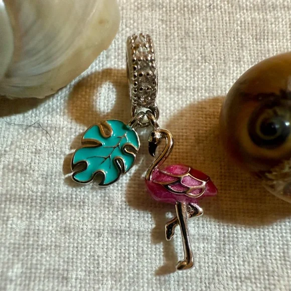 NWT S925 Tropical Flamingo Charm With CZ Accents🦩 Fits Pandora & DIY Jewelry - Picture 4 of 5